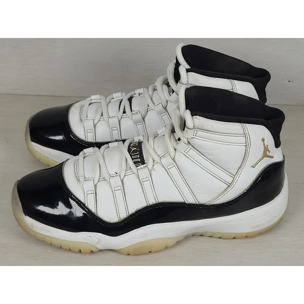 Jordan 11 Retro Sz 7Y Gratitude Kids White Black Metallic Gold 378038-170
